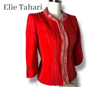 Elie Tahari exclusively for Nordstrom Linen Elise Jacket 3/4 sleeves size XS